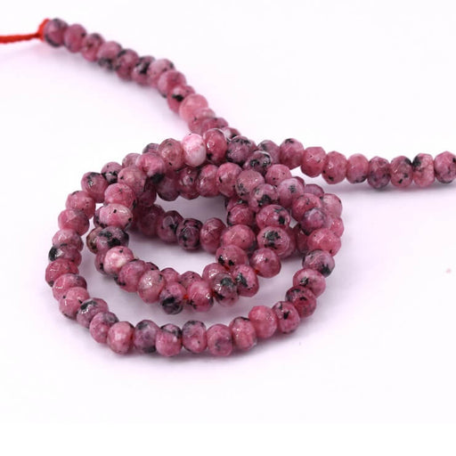 Buy Faceted rondelle beads natural jade tinted rhodonite - 4x2.5mm (1 row - 35cm)