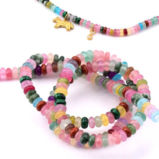 Buy Dyed jade rondelle beads mixed colors - 4.5mm - Hole: 0.5mm (1)