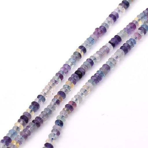 Faceted fluorite rondelle bead 4x2mm - Hole: 0.7mm (1 Strand - 38cm)
