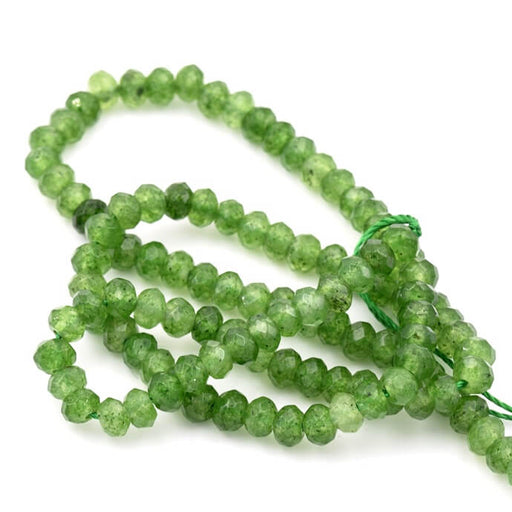Buy Faceted olive green dyed jade rondelle bead 4x3mm (1 Strand - 34cm)