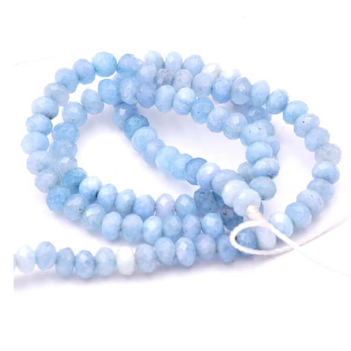Dyed jade faceted round beads -light blue - 5x3mm (1 strand - 35cm)