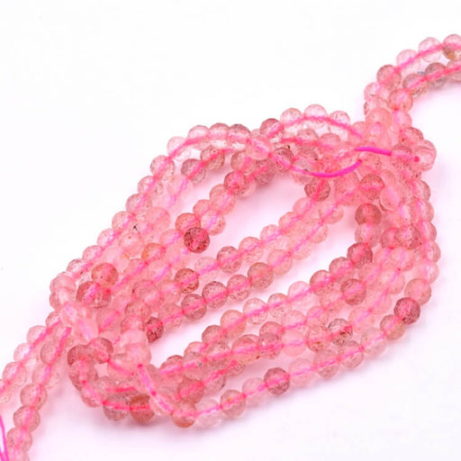 Strawberry quartz faceted round beads 4mm (1 strand: 40cm)
