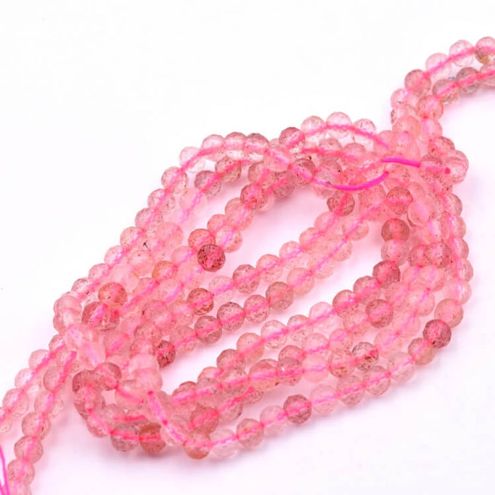 Strawberry quartz faceted round beads 4mm (1 strand: 40cm)