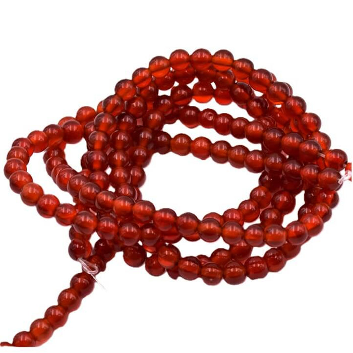 Natural round carnelian bead - 4mm - 0.8mm hole (1 strand of 38cm).
