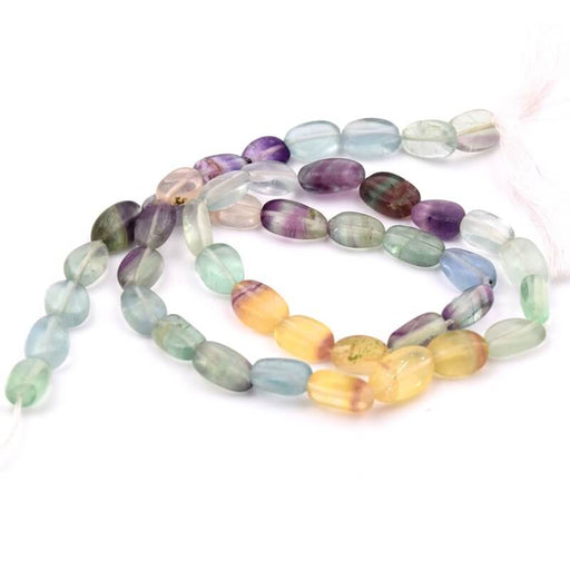 Flat oval nugget bead Fluorite - 9x7mm (1 Strand-34cm)