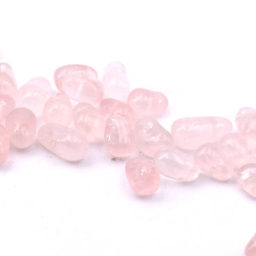 Rose quartz drop bead pendant 6-12x5-9mm - Hole: 0.4mm (25)
