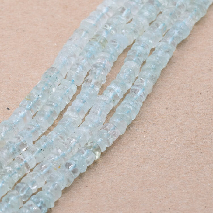 Heishi Rondelle Beads Aquamarine 6x2-4mm - Hole: 0.5mm (1 Strand-32cm)