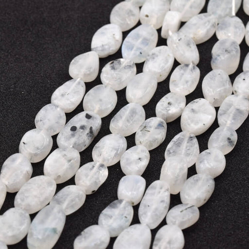 Oval Flat Moonstone Beads 12-17x9-10mm - Hole: 0.5mm (1 strand - 33cm)