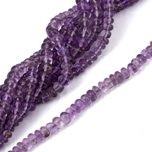 Buy Amethyst rondelle bead 6x4mm - Hole: 0.5mm (1 Strand-30cm)