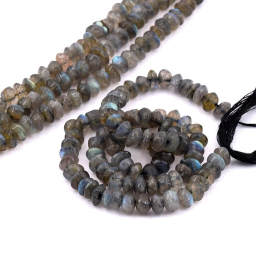 Buy Labradorite button bead 5-7x4-5mm - Hole: 0.5mm (1 Strand-32cm)