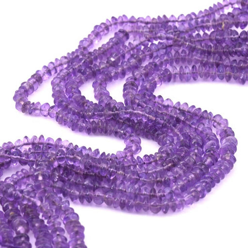Buy Amethyst button bead 4-5x2-4mm - Hole: 0.5mm (1 Strand-34cm)
