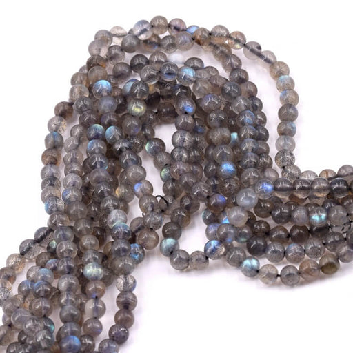 Buy Round bead Labradorite 4mm - hole 0.6mm (1 Strand-33cm)