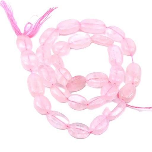 Buy Rose Quartz flat oval bead 7-8x6-7mm - Hole: 0.5mm (1 Strand - 33cm)