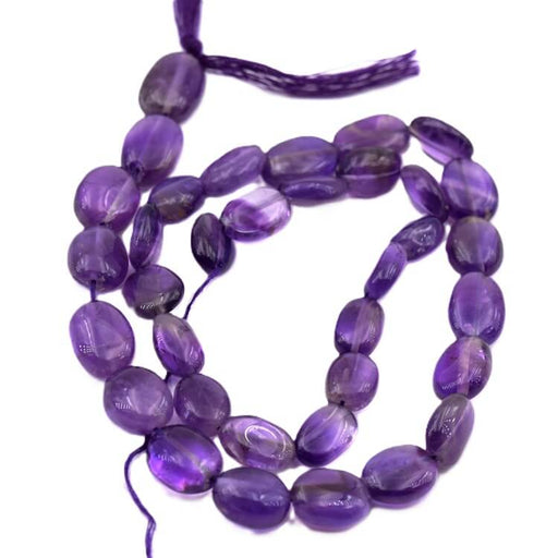 Amethyst flat oval bead 10-13x6-11mm - Hole: 0.5mm (1 Wire-32cm)