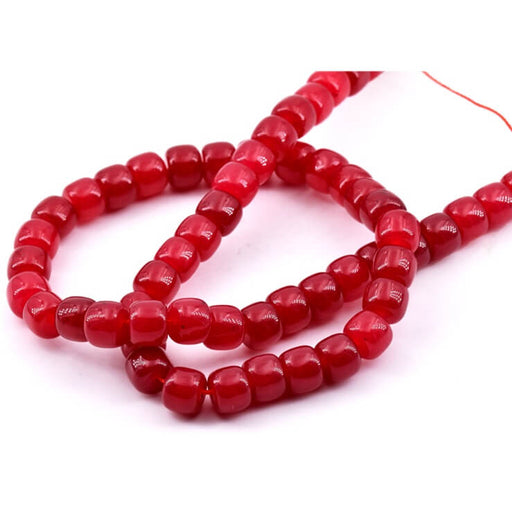 Raspberry red tinted jade rondelle beads 8x6mm - hole: 1mm - 37cm strand (1)
