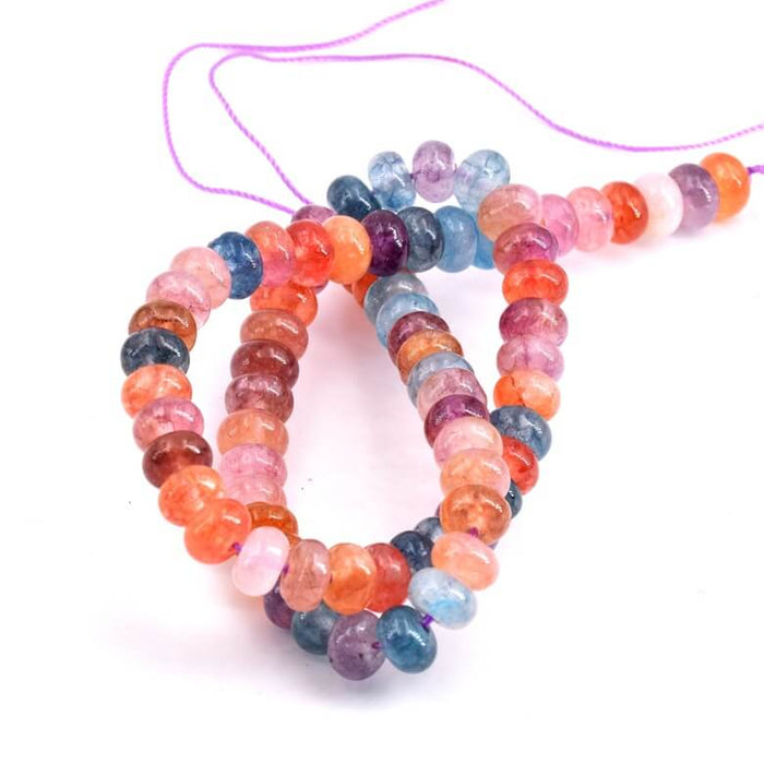 Rondell Quartz beads tinted mix color 8mm-Hole: 1.2mm - Strand 37cm (1)