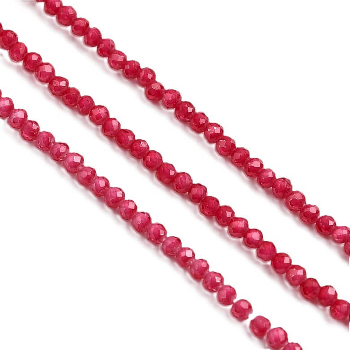 Faceted round pink zircon bead 2mm - Hole: 0.5mm (1 strand - 37cm)