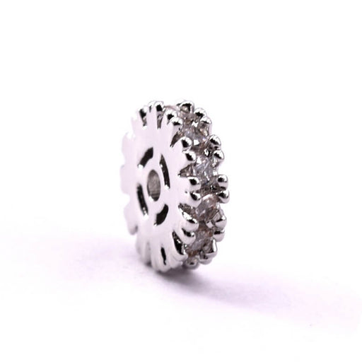 Buy Rondelle beads with platinum brass zircons 6x1.5mm (1)