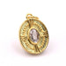 Oval medallion pendant golden brass and zircon 18mm - Hole: 3mm (1)