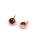 Pendant with purple zircon 5mm Round golden brass - Hole: 1mm (1)