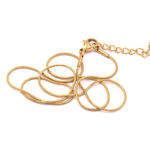 Buy Round snake chain necklace gold stainless steel 40+5cm - 1mm (1)