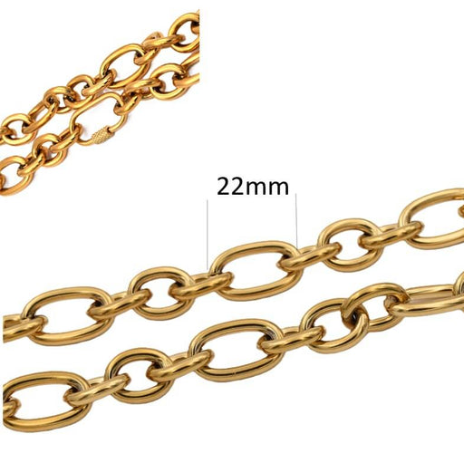 Buy Chain oval links Golden stainless steel 12x16-14x22mm (50cm)