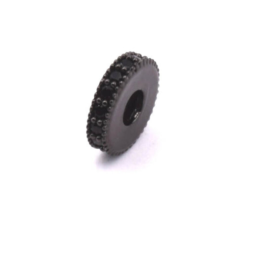 Buy Heishi rondelle bead with black zircons - 8x2mm (1)