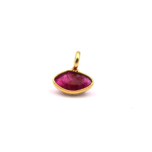 Buy Raw Ruby Oval Eye Charm Pendant Set in Golden 925 Sterling Silver - 7x9mm (1)