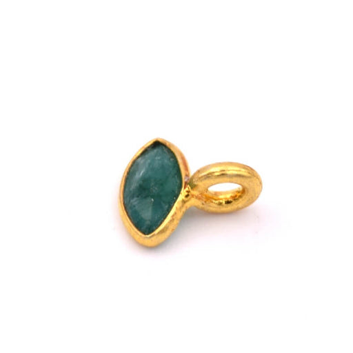 Buy Raw Emerald Oval Eye Charm Pendant Set in Golden 925 Sterling Silver - 7x9mm (1)
