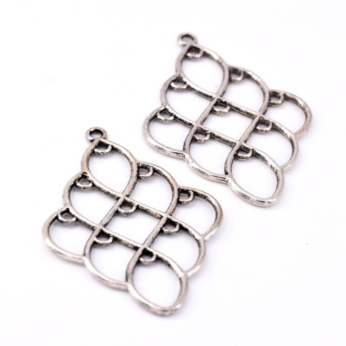 Arabesque pendant Antique silver-plated brass 51x36mm - Hole: 1.5mm (2)