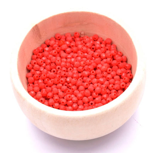 Firepolish faceted bead Opaque Red coral 2mm (50)