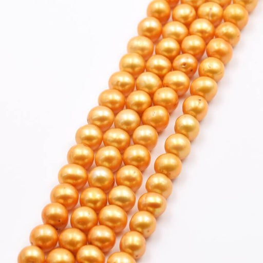 Buy Round Potato Freshwater Pearl - Mocha Gold-Plated Copper - 5mm (1 strand-40cm)