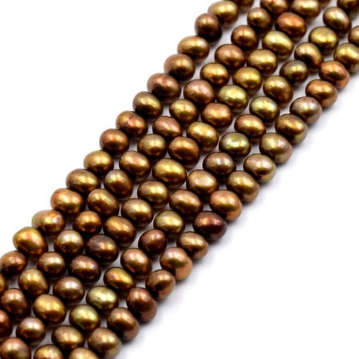 Freshwater pearls bronze green potato - 4.5-5mm (1 strand)