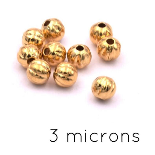 Round bead striated Gold-plated 3 microns - 2.4mm - hole: 0.6mm (10)