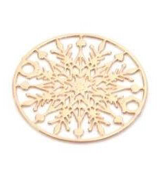Snowflake brass connector very thin and flat light gold 30mm (2)