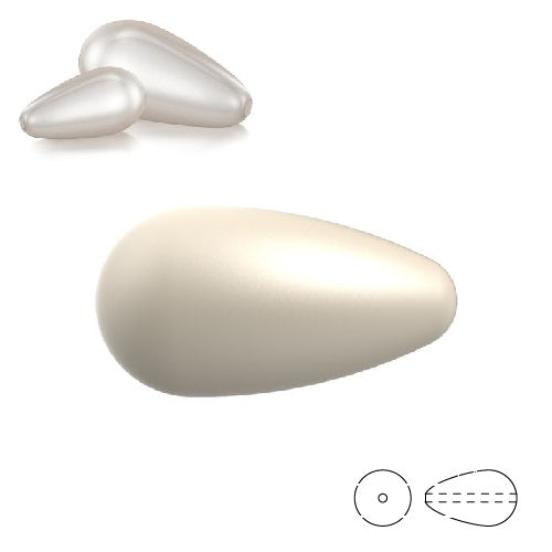 Buy Pearshape Preciosa Cream pear pearl beads 15x8mm (3)
