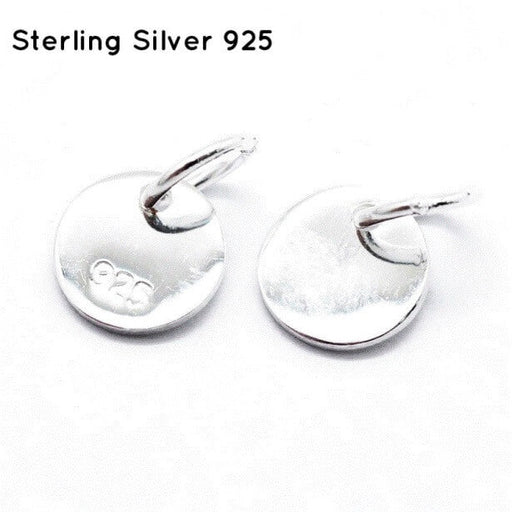 Buy M edal flat 10mm with 4mm ring in Sterling silver (1)