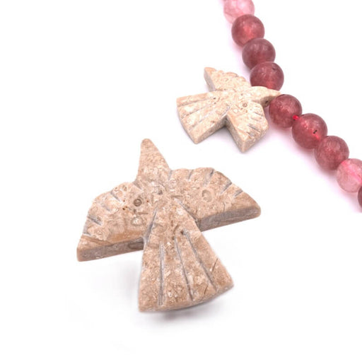 Buy Beige Stone Eagle Bird Pendant 27x26mm - Hole: 0.8mm (1)