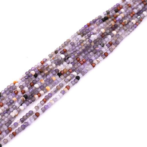 Faceted beads amethyst garnet mix 2mm - Hole 0.6mm (1 strand-38cm)