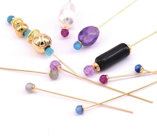 Headpins gold plated 4,4cm With Faceted bead 3.5mm Amethyst (2)