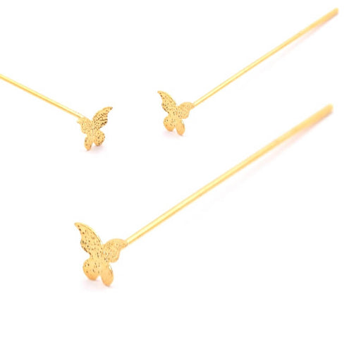 Head Pin Butterfly Flat Golden Brass 41mm (2)