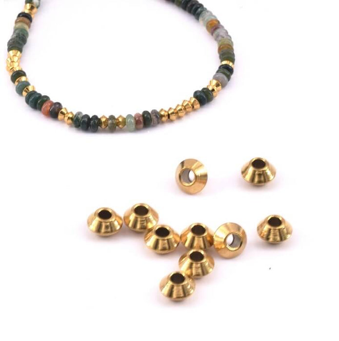 Heishi beads Stainless Steel Gold 4x2mm - Hole: 1,2mm (10)