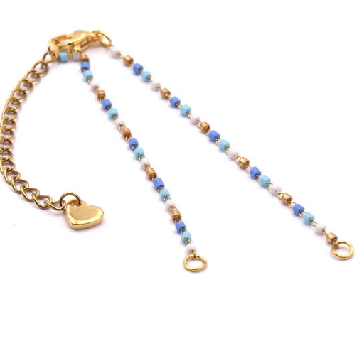 Chain For Bracelet Steel Gold with Miyuki beads blue 2x7,5cm (1)