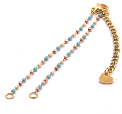 Buy Chain For Bracelet Steel Gold with Miyuki beads turquoise 2x7,5cm (1)