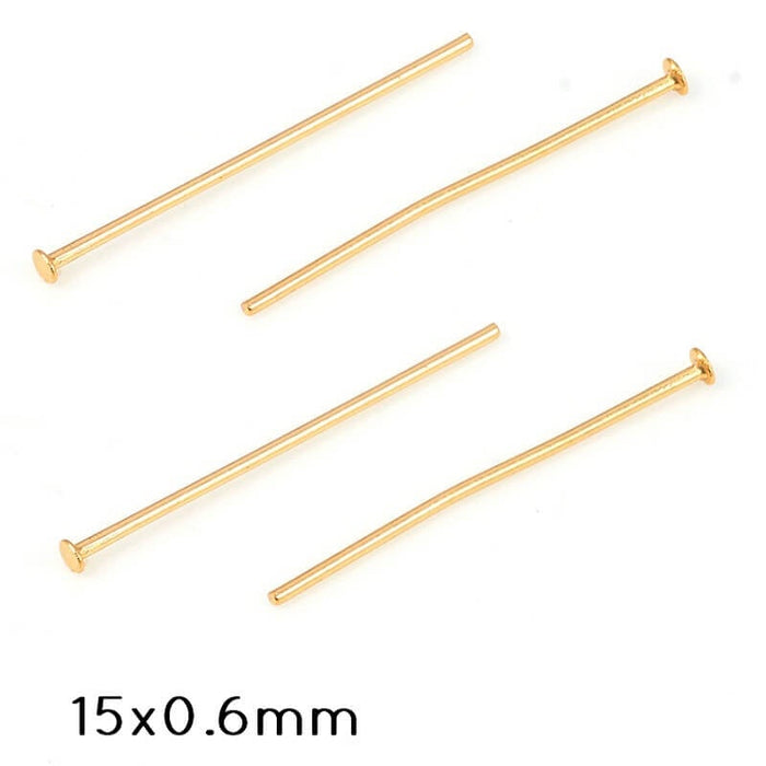 Head Pins Stainless Steel Golden, 15mmx0,6 (10)