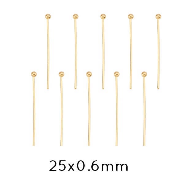 Head ball pin stainless steel golden, 25mmx0,6 (10)