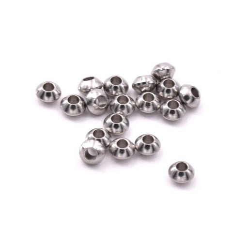 Heishi bicone beads Stainless Steel 4x2mm - hole:1,2mm (10)