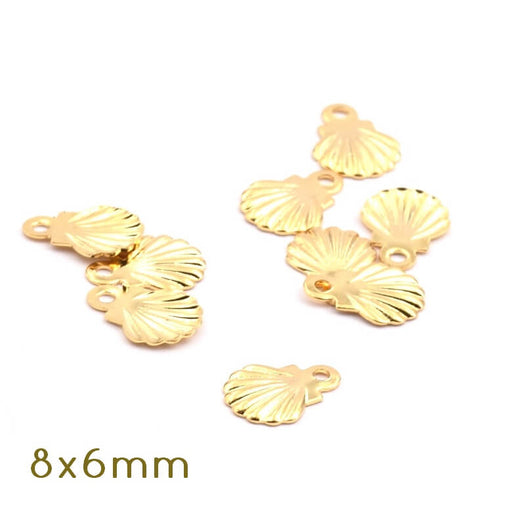 Buy Pendants Charms Scallop Shell Stainless Steel Gold 8x6mm (10)