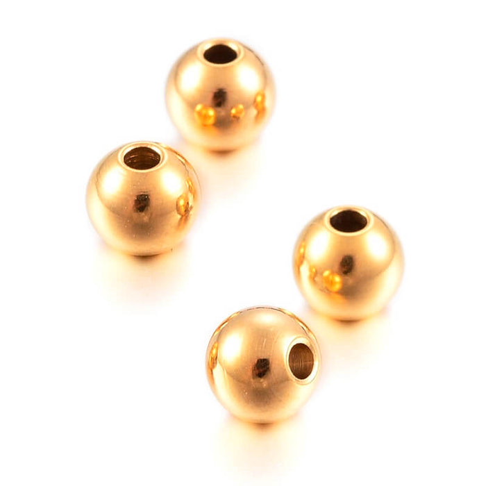 Round Beads GOLD Stainless Steel - 5mm - Hole: 1.2mm (20)