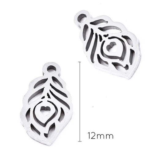 Buy Pendant Charm Feather Medal Stainless Steel 12x6.5mm (2)
